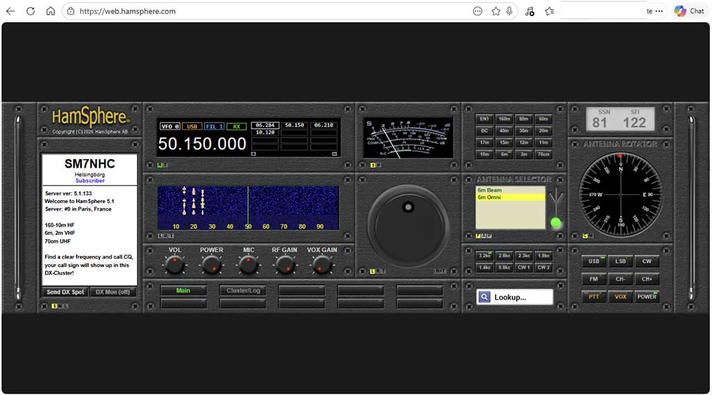 Desktop Web Transceiver Screenshot